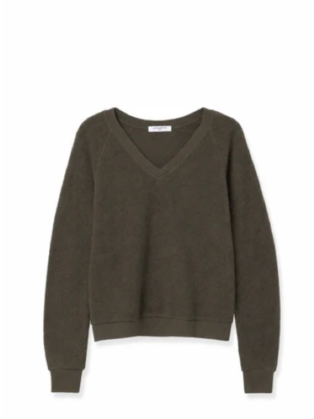 perfectwhitetee Olive V-Neck ziggy Pullover Sweatshirt small NWT